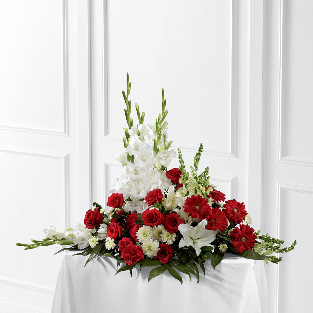 Crimson & White Arrangement – D'FLOR FLOWERS BOUTIQUE, San Juan PR