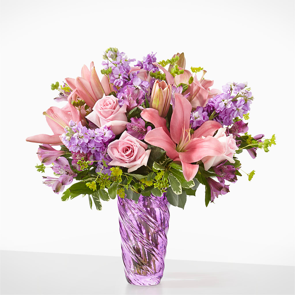 Precious Petals Bouquet with Luxe Swirl Vase – D'FLOR FLOWERS BOUTIQUE, San Juan PR