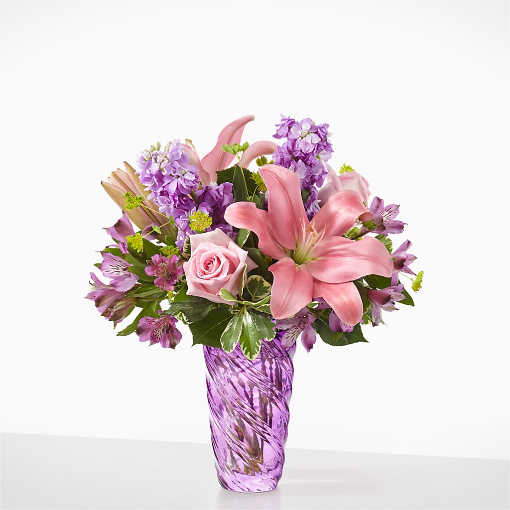 Precious Petals Bouquet with Luxe Swirl Vase – D'FLOR FLOWERS BOUTIQUE, San Juan PR