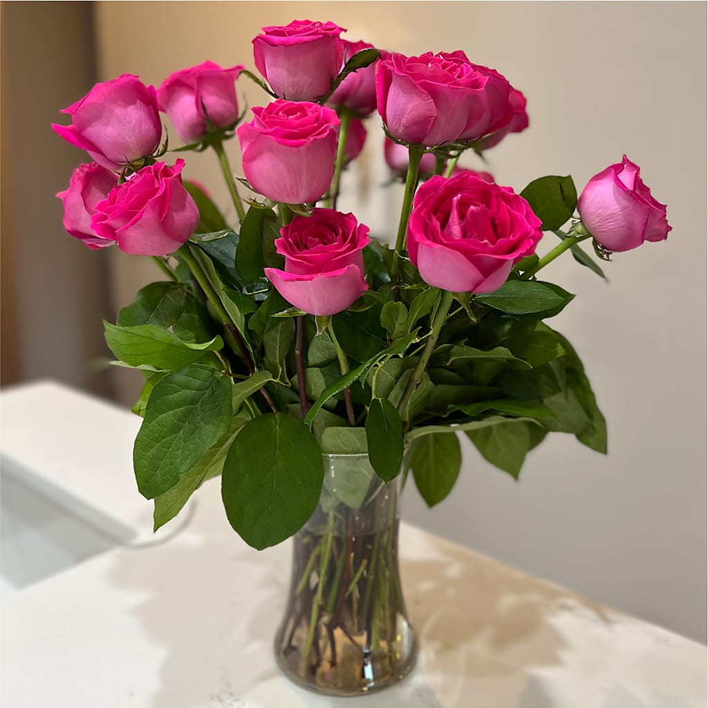 Long Stem Pink Rose Bouquet – D'FLOR FLOWERS AND GIFTS SHOP INC, San Juan PR