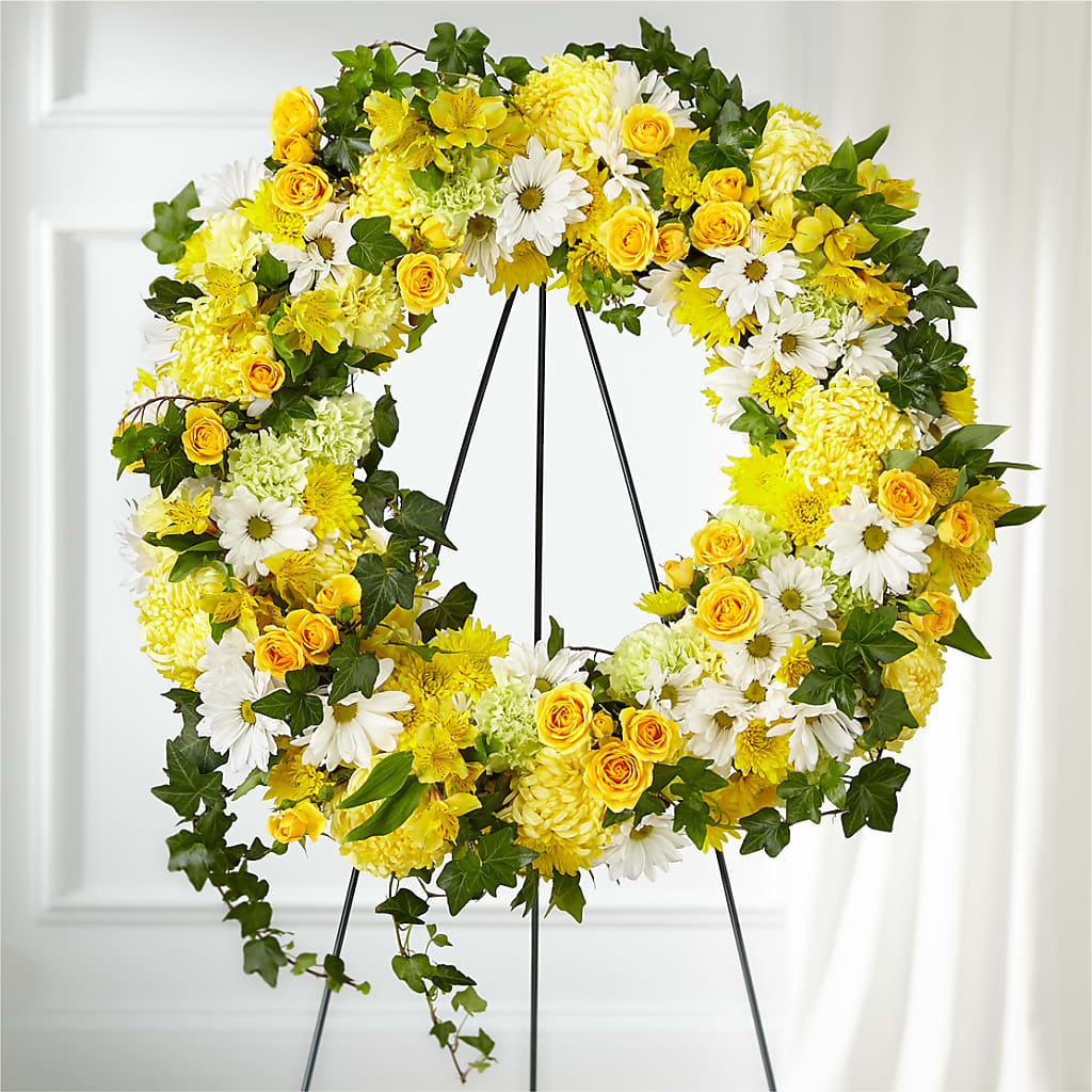 Golden Remembrance Wreath – D'FLOR FLOWERS AND GIFTS SHOP INC, San Juan PR