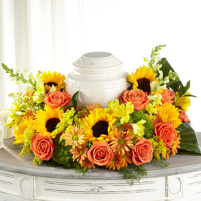 Faithful Sunflower Cremation Adornment – D'FLOR FLOWERS BOUTIQUE, San Juan PR