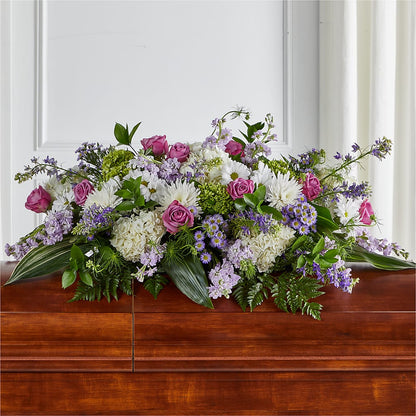 Meadows of Serenity Casket Spray – D'FLOR FLOWERS BOUTIQUE, San Juan PR