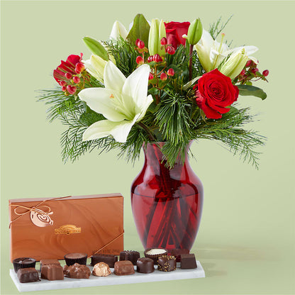 Evergreen Delight Bouquet and Chocolate Gift Set – D'FLOR FLOWERS BOUTIQUE, San Juan PR