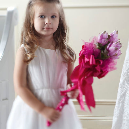 Sparkle Pink Flower Girl Bouquet – D'FLOR FLOWERS BOUTIQUE, San Juan PR